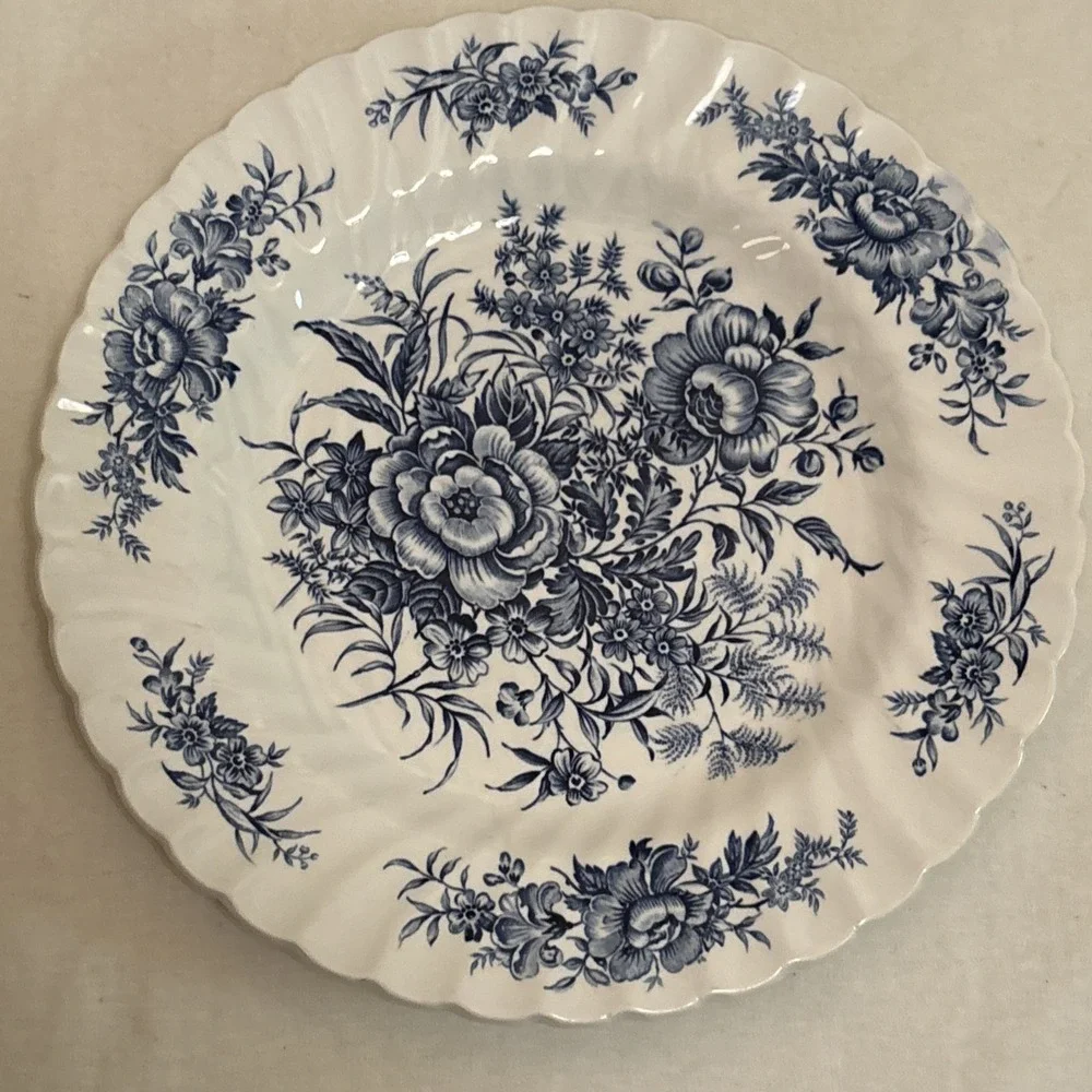 Staffordshire Beacon Hill by British Anchor Blue Salad Plates 8” - Set of 4